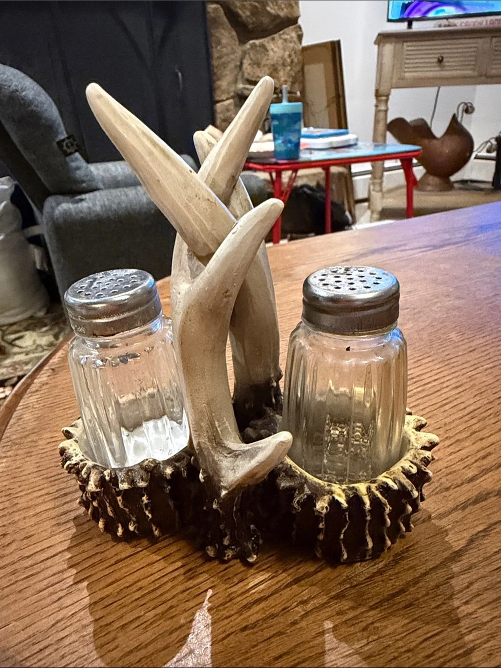 Rustic Antler Salt and Pepper Shaker Set - Natural Brown
